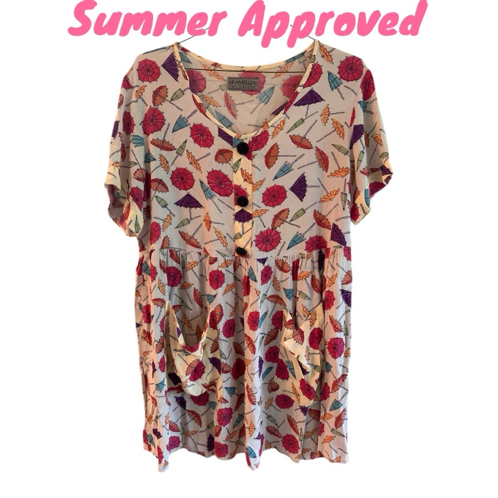 Colorful Drink Umbrella Print Dress